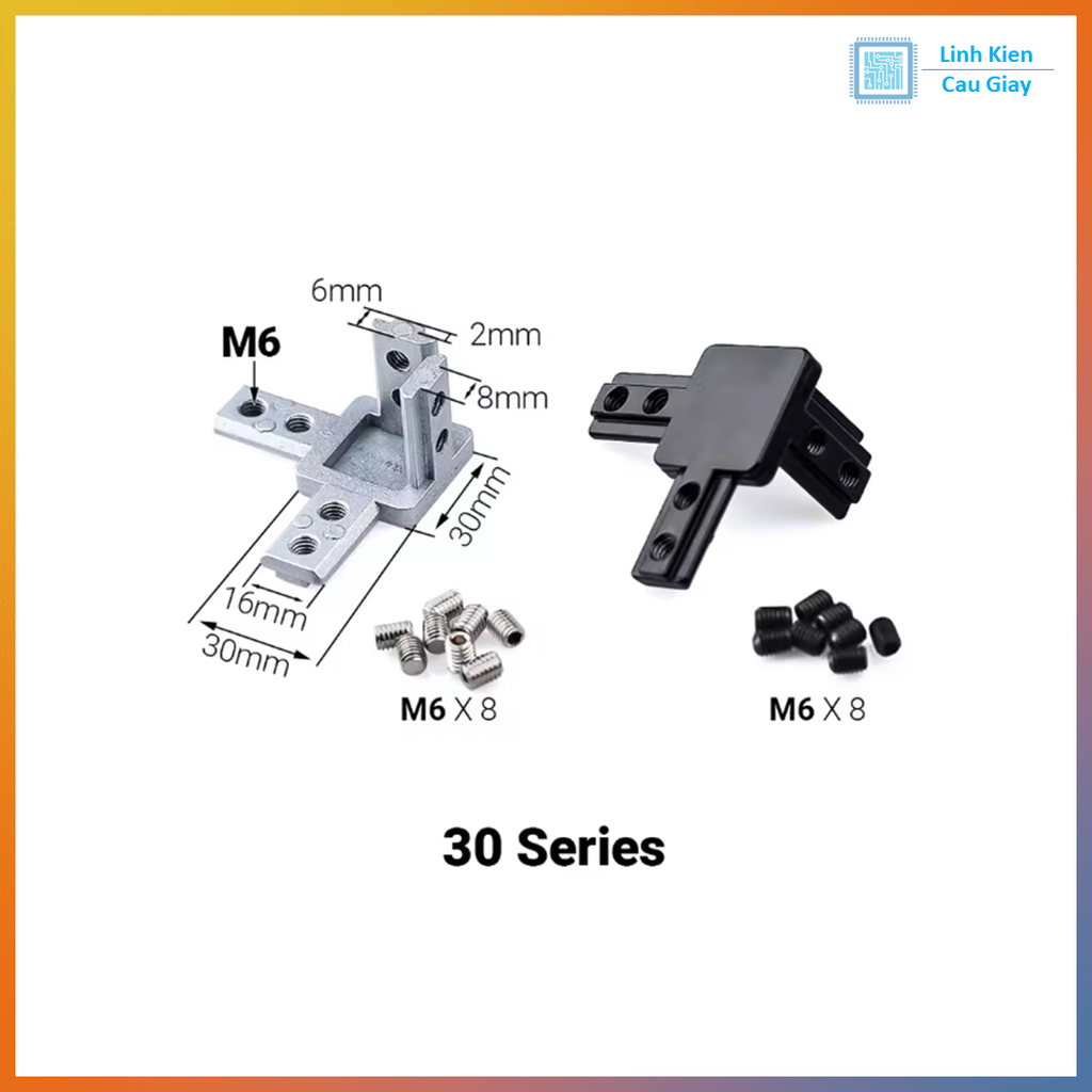 Ke 3 Góc Nhôm Định Hình 2020, 3030, 4040 (Màu đen)