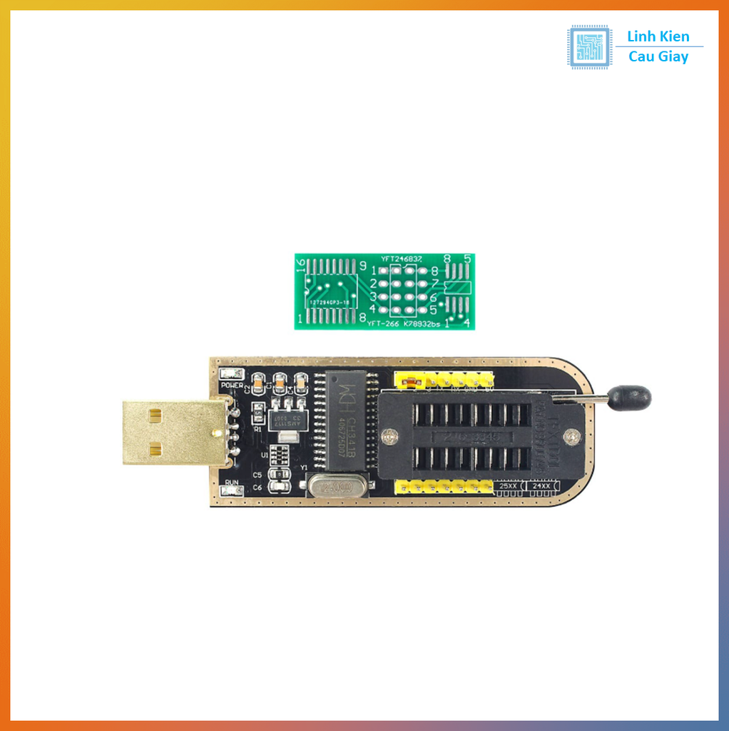 Mạch Nạp CH341A USB – Lập Trình EEPROM 24xx & SPI Flash 25xx, Hỗ Trợ SOP8 Clip, Tương Thích Windows/Linux