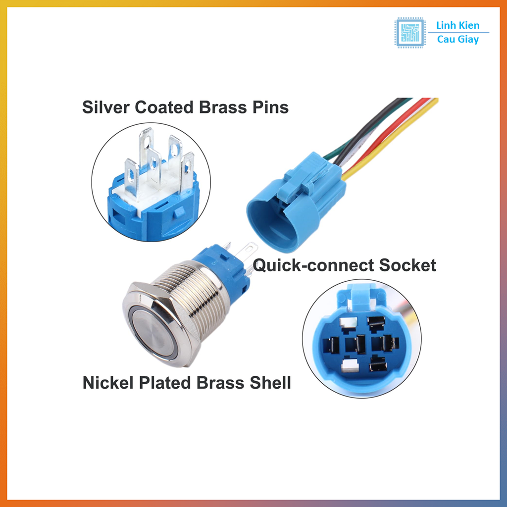 ĐẾ RA DÂY CÔNG TẮC KIM LOẠI 16MM