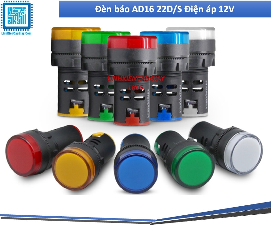 Đèn báo phi 22mm AD16 22D/S Điện áp 12V