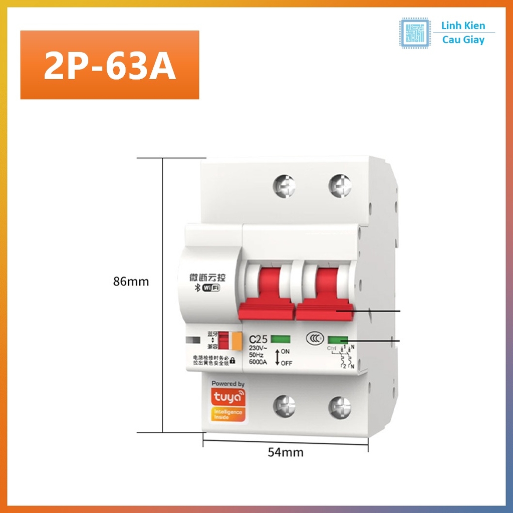 Aptomat cầu dao WIFI thông minh TUYA 40A, 63A, 80A