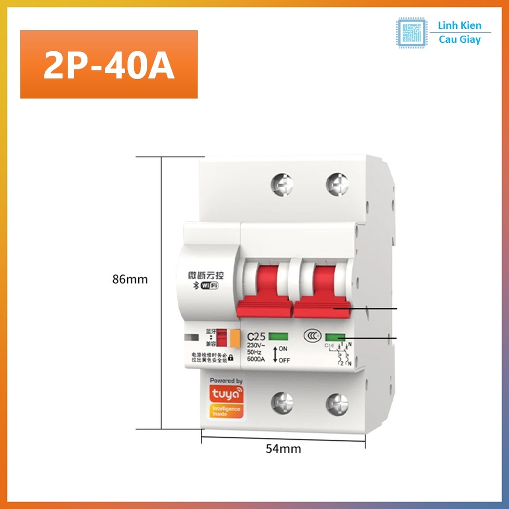 Aptomat cầu dao WIFI thông minh TUYA 40A, 63A, 80A