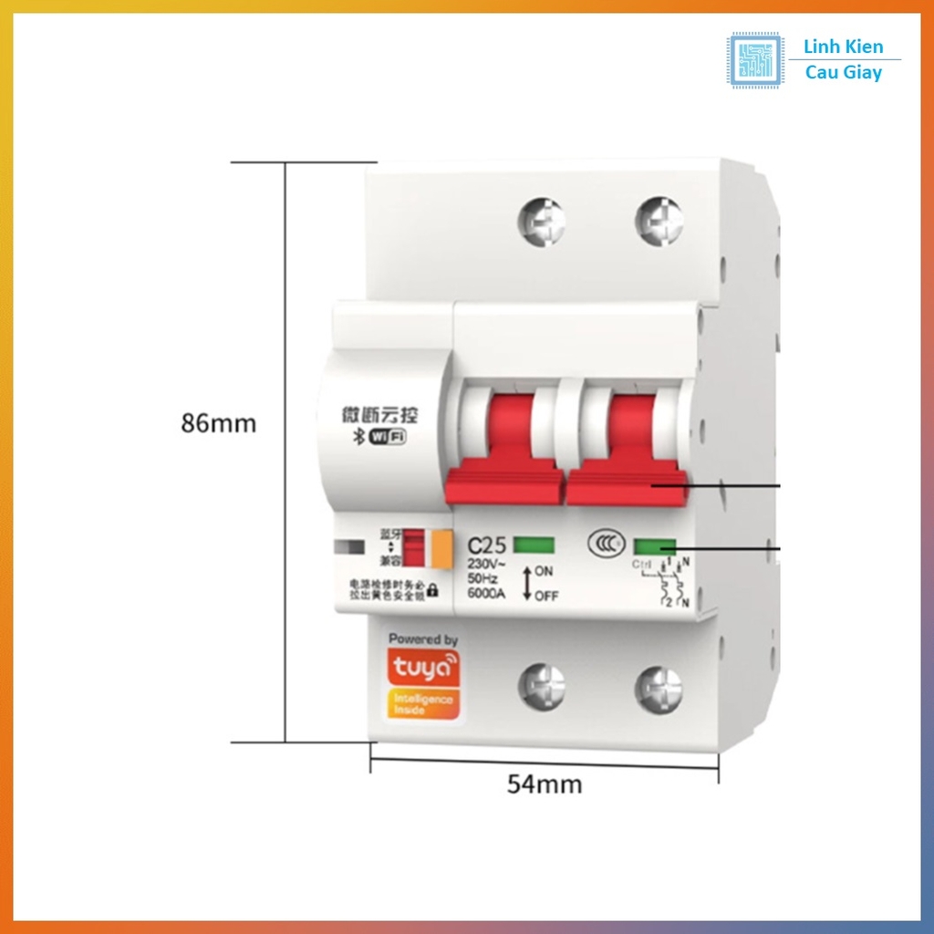 Aptomat cầu dao WIFI thông minh TUYA 40A, 63A, 80A
