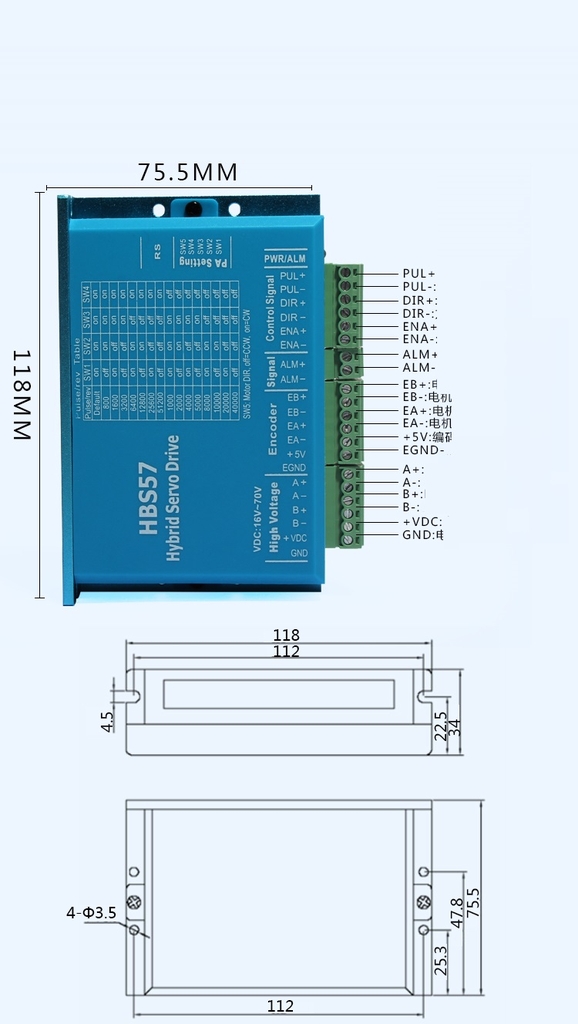 Bộ Combo Hybrid Servo 3Nm (Driver HS57 + Động Cơ 57HS3)