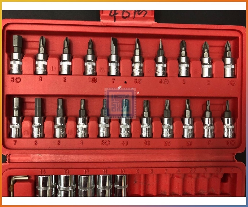 Bộ dụng cụ 46 chi tiết sửa chữa đa năng tại nhà mở bulong, ốc vít