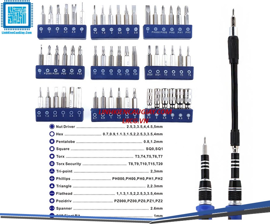 Bộ tua vít đa năng 58 chi tiết trong 1 sửa chữa điện thoại, laptop, máy tính