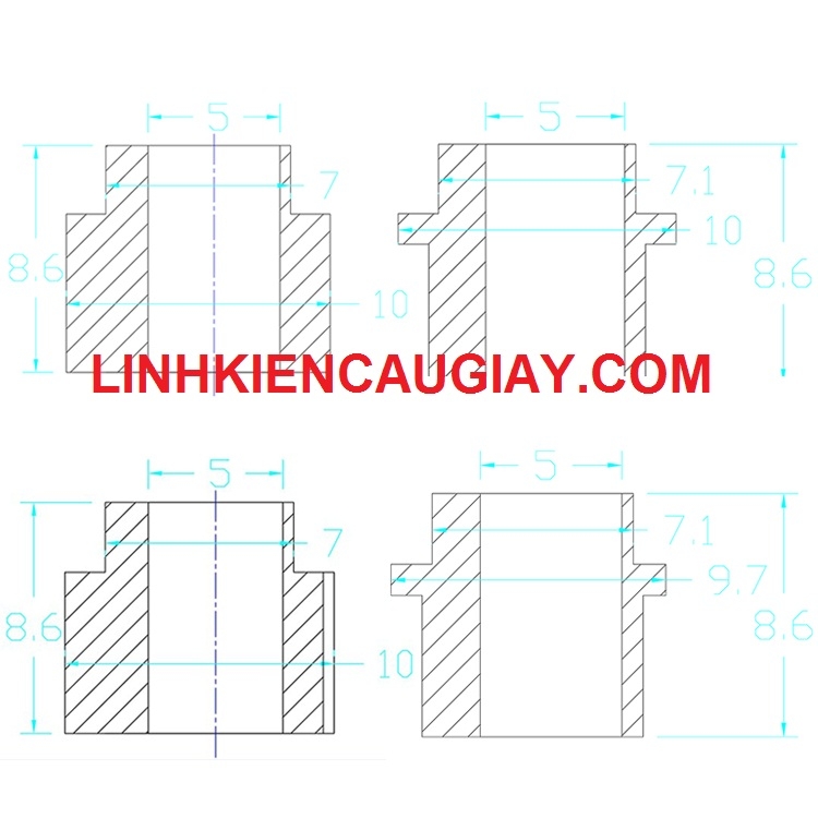 Đai ốc lệch tâm V-slot lỗ M5, Cao 6.35mm