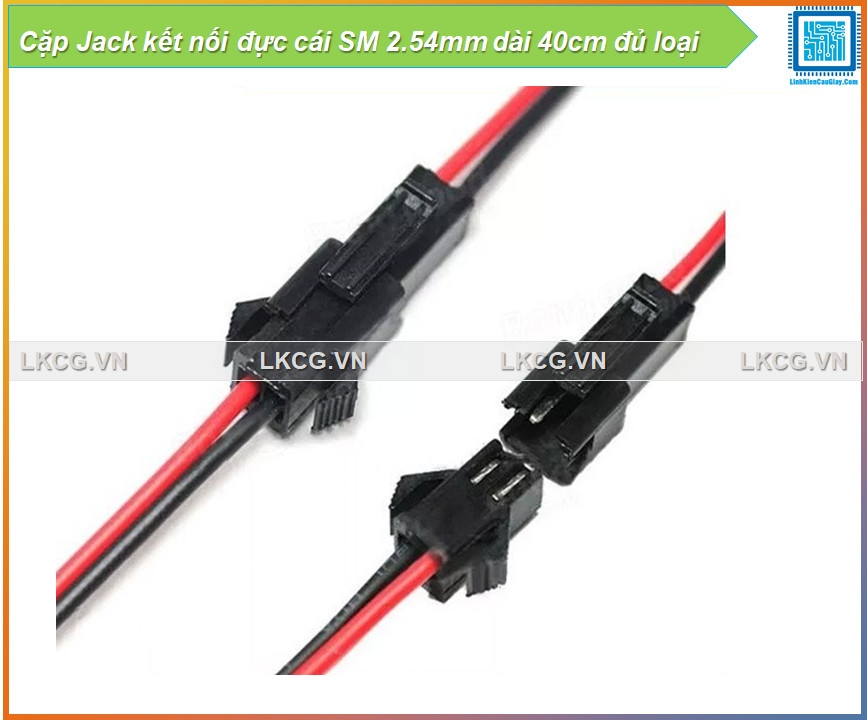 Cặp Jack kết nối đực cái SM 2.54mm dài 40cm đủ loại