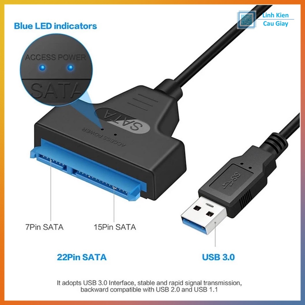 Cáp nối ổ cứng USB 3.0 to SATA3 2.5 inch và 3.5 inch – Hỗ trợ SSD và HDD tốc độ cao