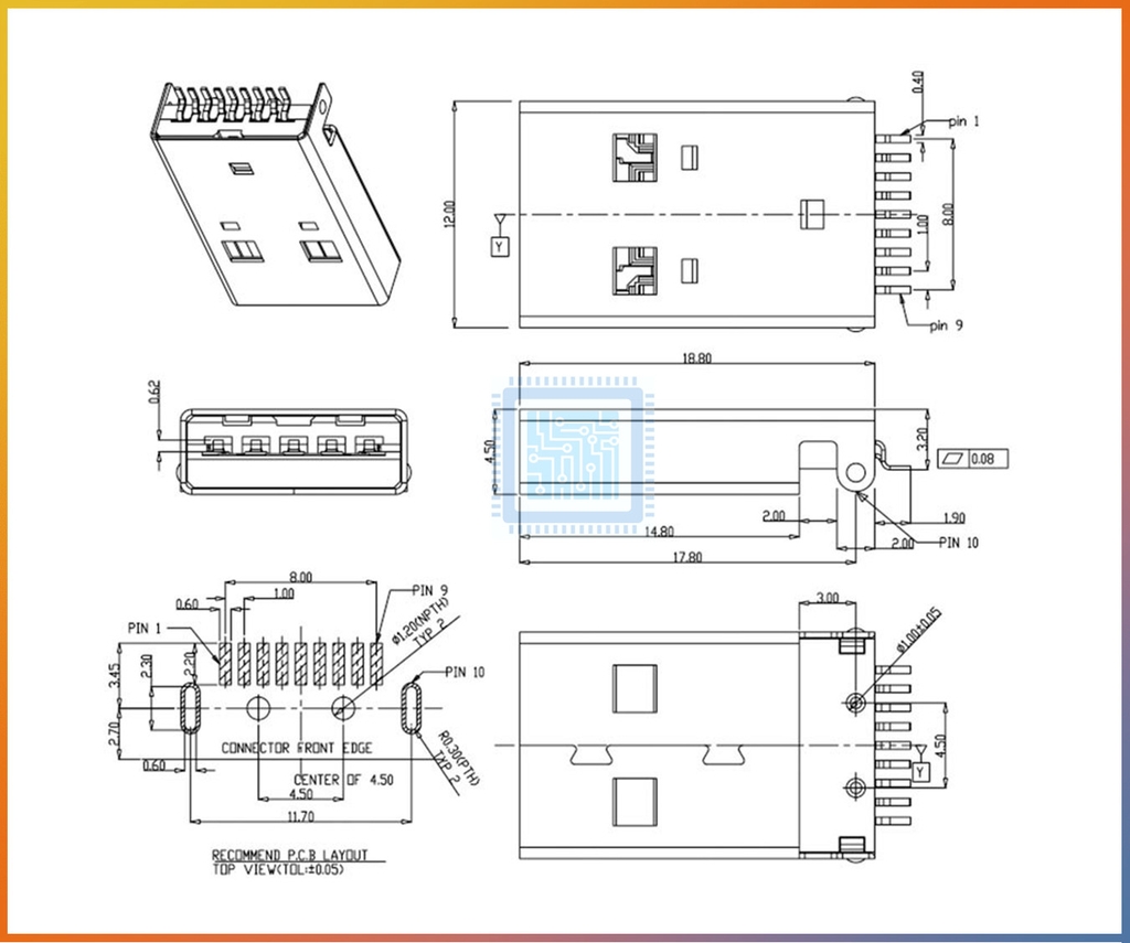 Chân USB Type A SMD 3.0