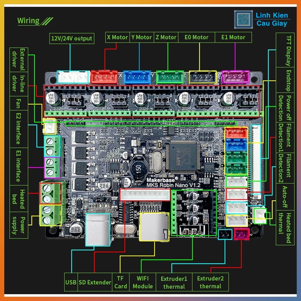 Combo bo mạch điều khiển máy in 3D MKS Robin Nano V1.2  và màn hình MKS TFT 3.5