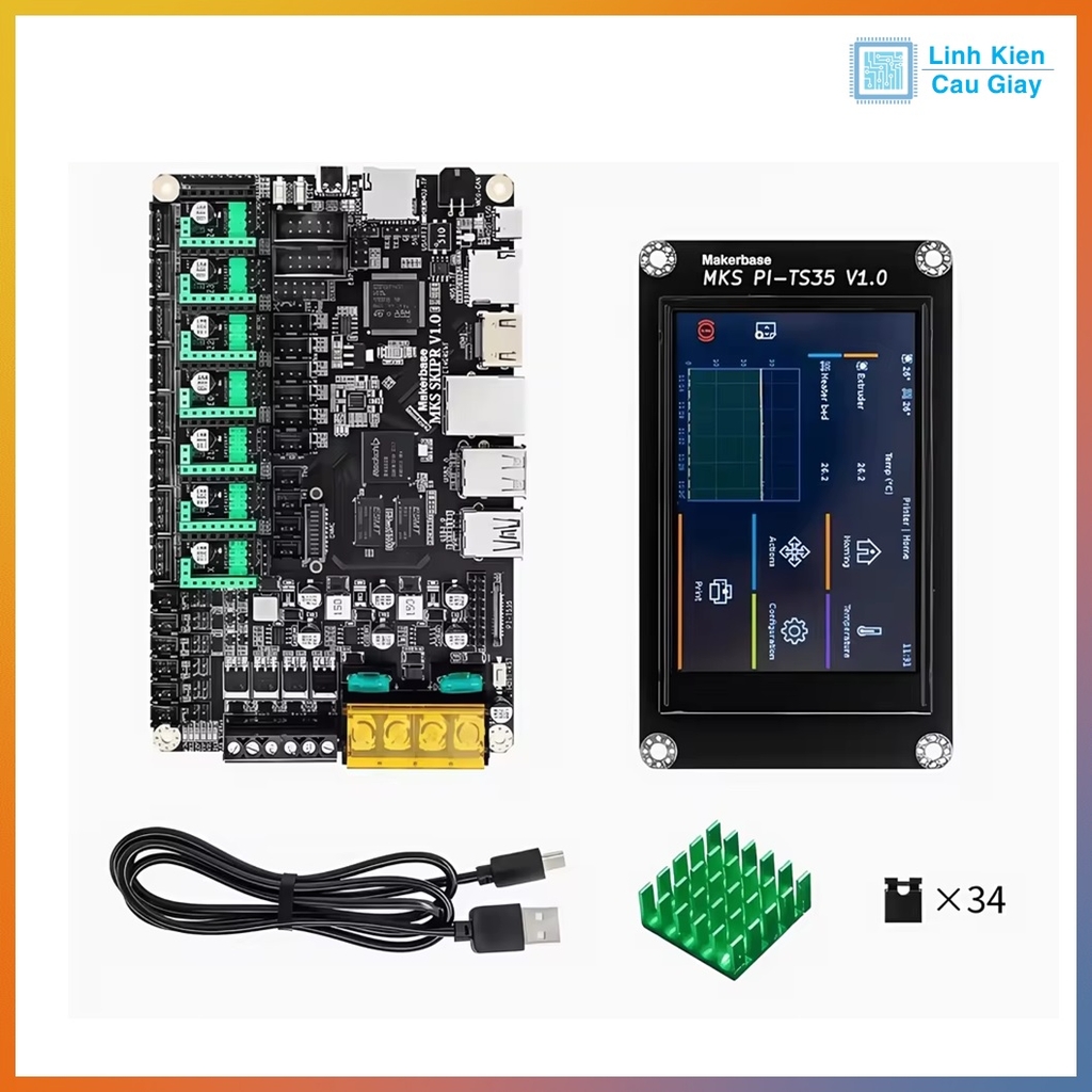 Combo bo mạch điều khiển máy in 3D MKS SKIPR 3D Klipper và màn hình MKS Pi TS3.5