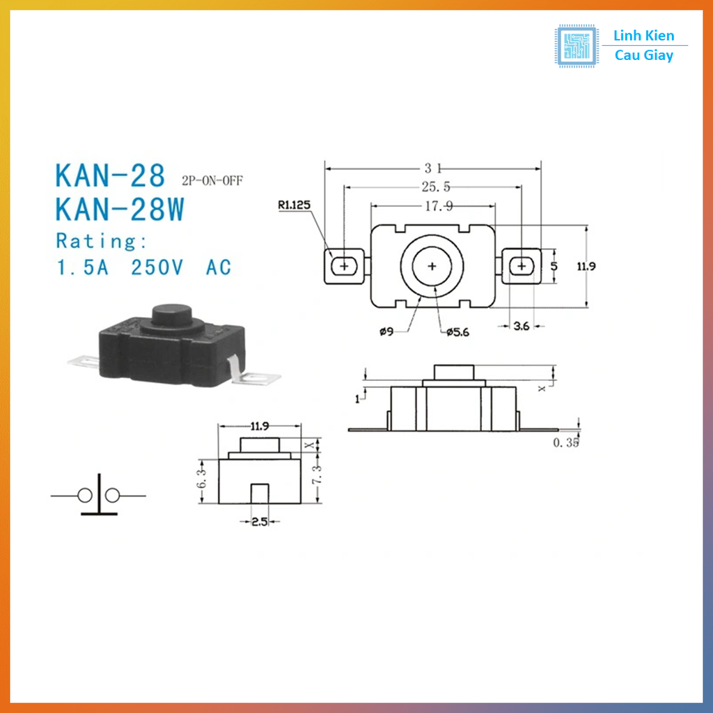 Công tắc đèn Pin V2 KAN-28
