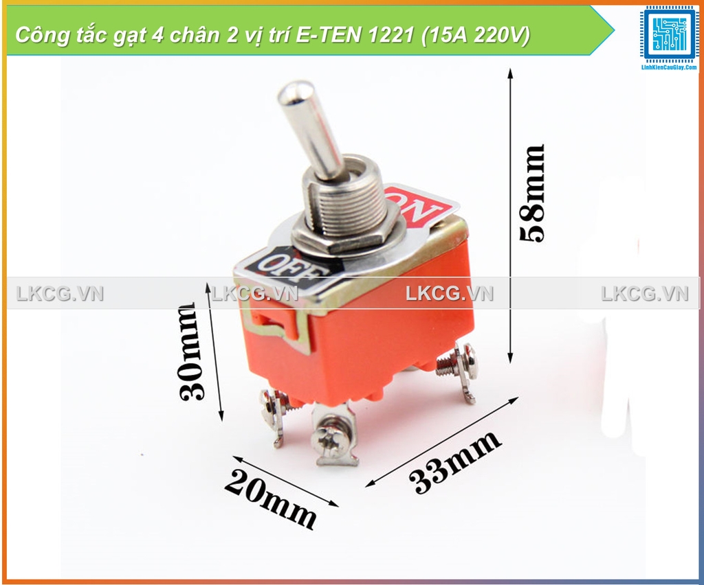 Công tắc gạt 4 chân 2 vị trí E-TEN 1221 (15A 220V)