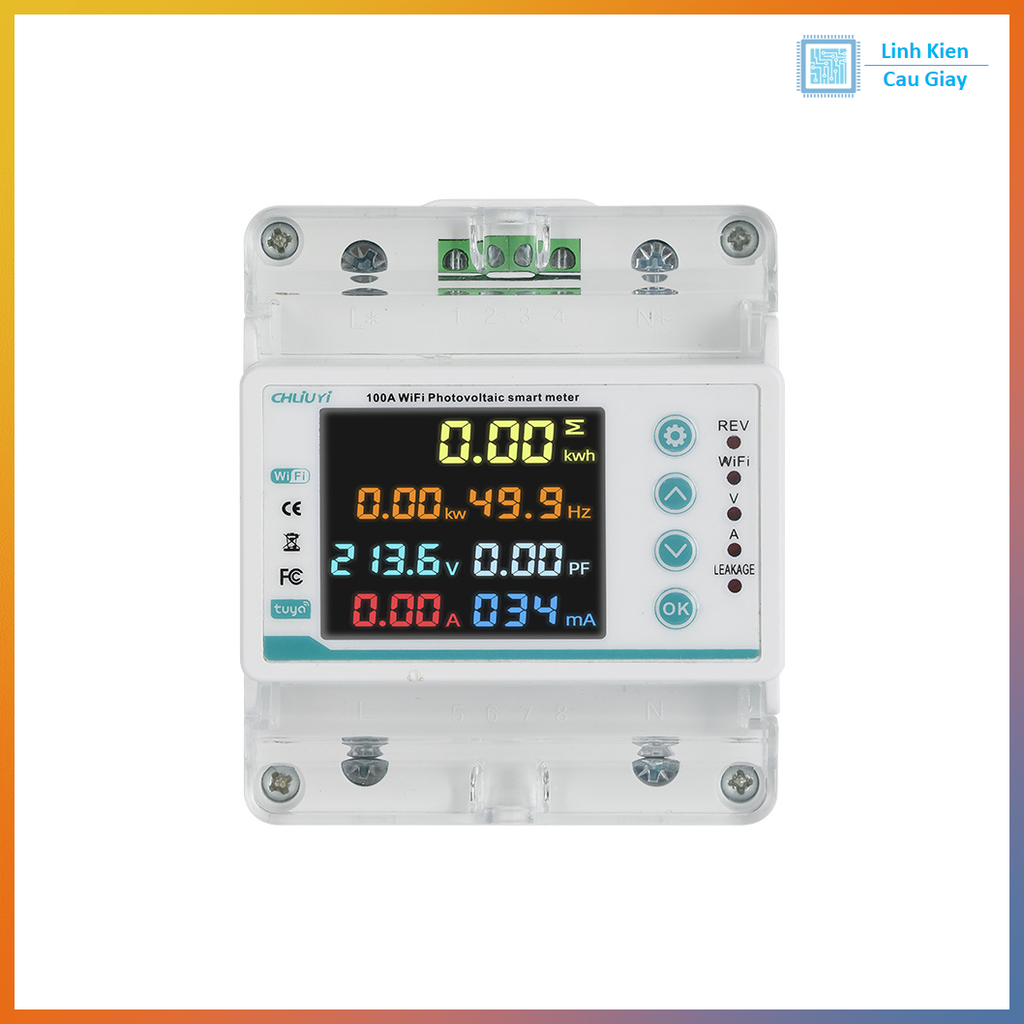 Công tơ điện tử tích hợp wifi Tuya 6 trong 1 đa năng100A 4P