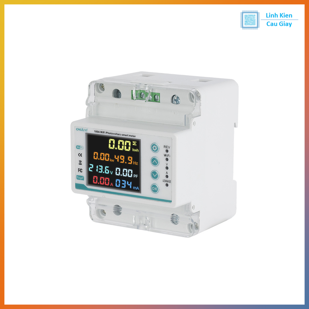 Công tơ điện tử tích hợp wifi Tuya 6 trong 1 đa năng100A 4P