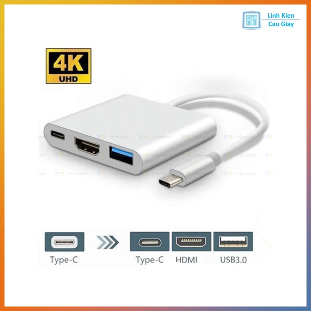 Đầu chuyển đổi Type-C to HDMI, USB 3.0, Type-C đa năng