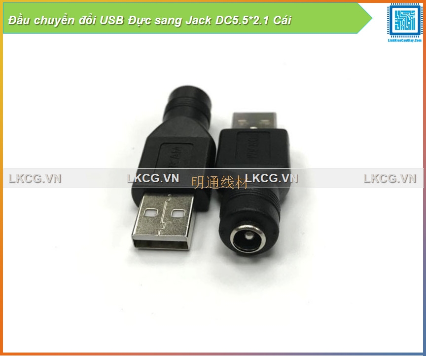 Đầu chuyển đổi USB Đực sang Jack DC5.5*2.1 Cái