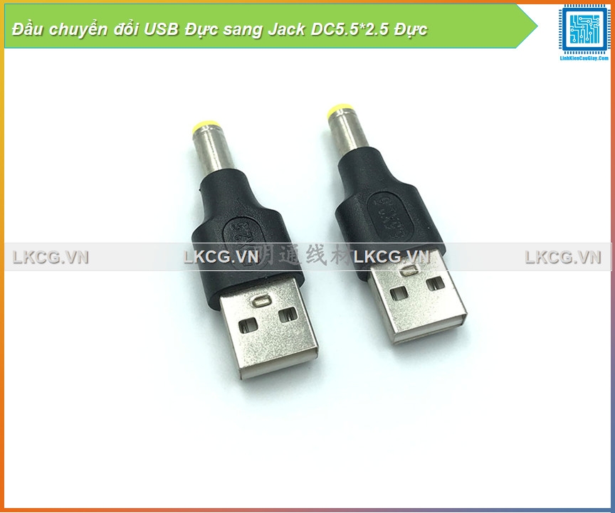 Đầu chuyển đổi USB Đực sang Jack DC5.5*2.5 Đực