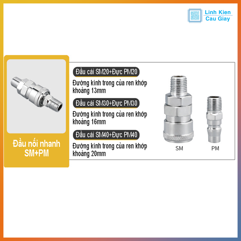 Đầu nối hơi nhanh SH+PH, SM+PM, SP+PP, SF+PF