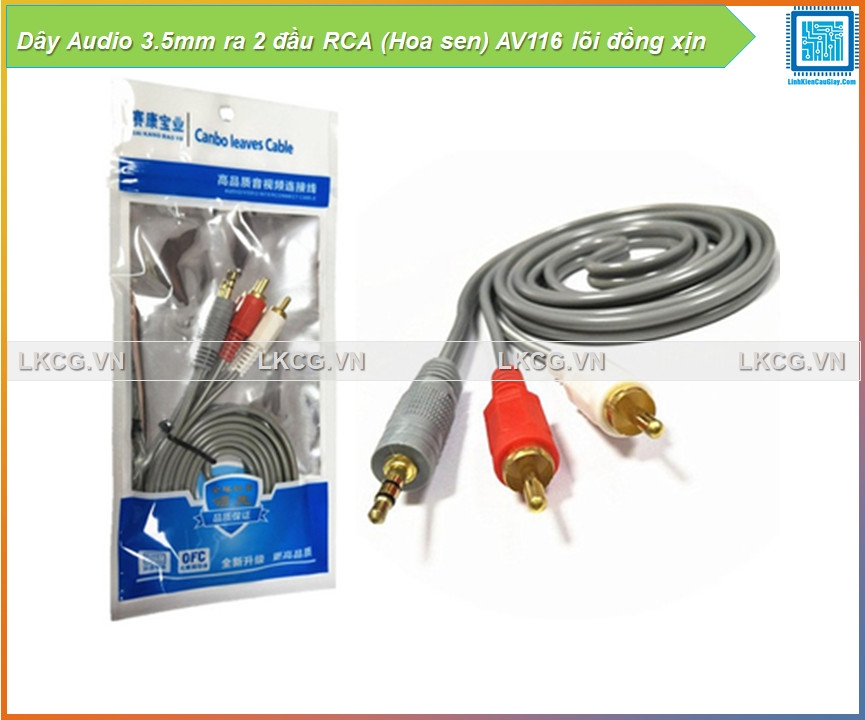 Dây Audio 3.5mm ra 2 đầu RCA (Hoa sen) AV116 lõi đồng xịn