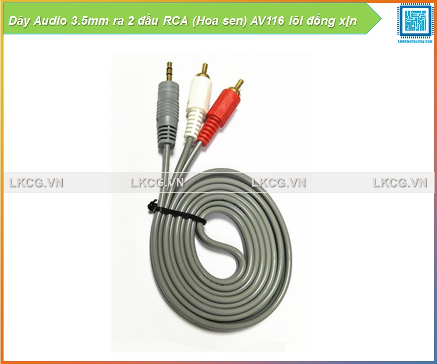 Dây Audio 3.5mm ra 2 đầu RCA (Hoa sen) AV116 lõi đồng xịn