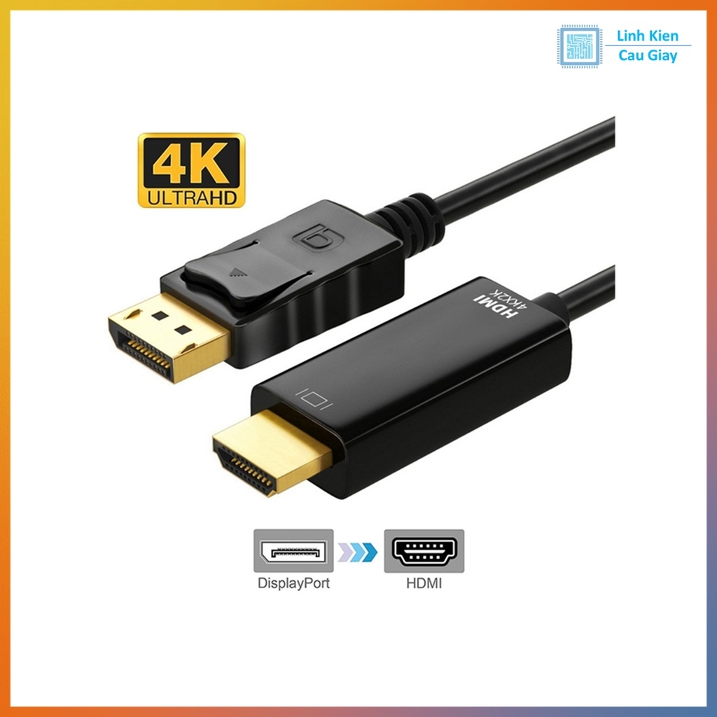 Dây cáp màn hình Displayport to HDMI, DP to HDMI (Hỗ Trợ 4K) dài 1.8 mét