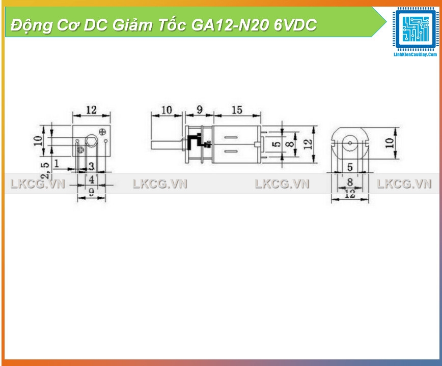 Động Cơ DC Giảm Tốc GA12-N20 6VDC