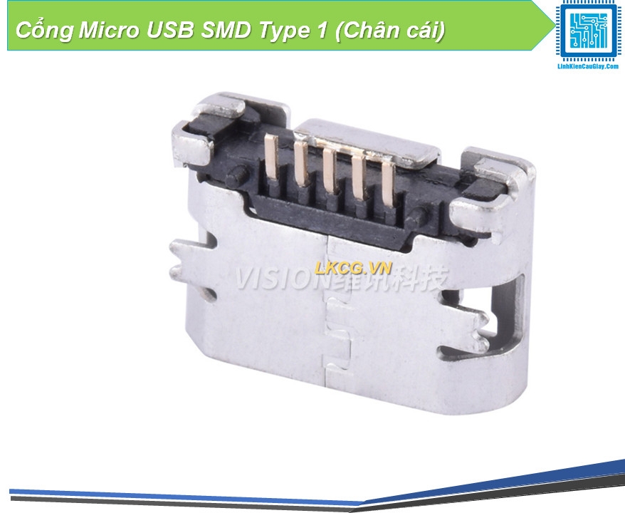 Cổng Micro USB SMD Type 1 (Chân cái)