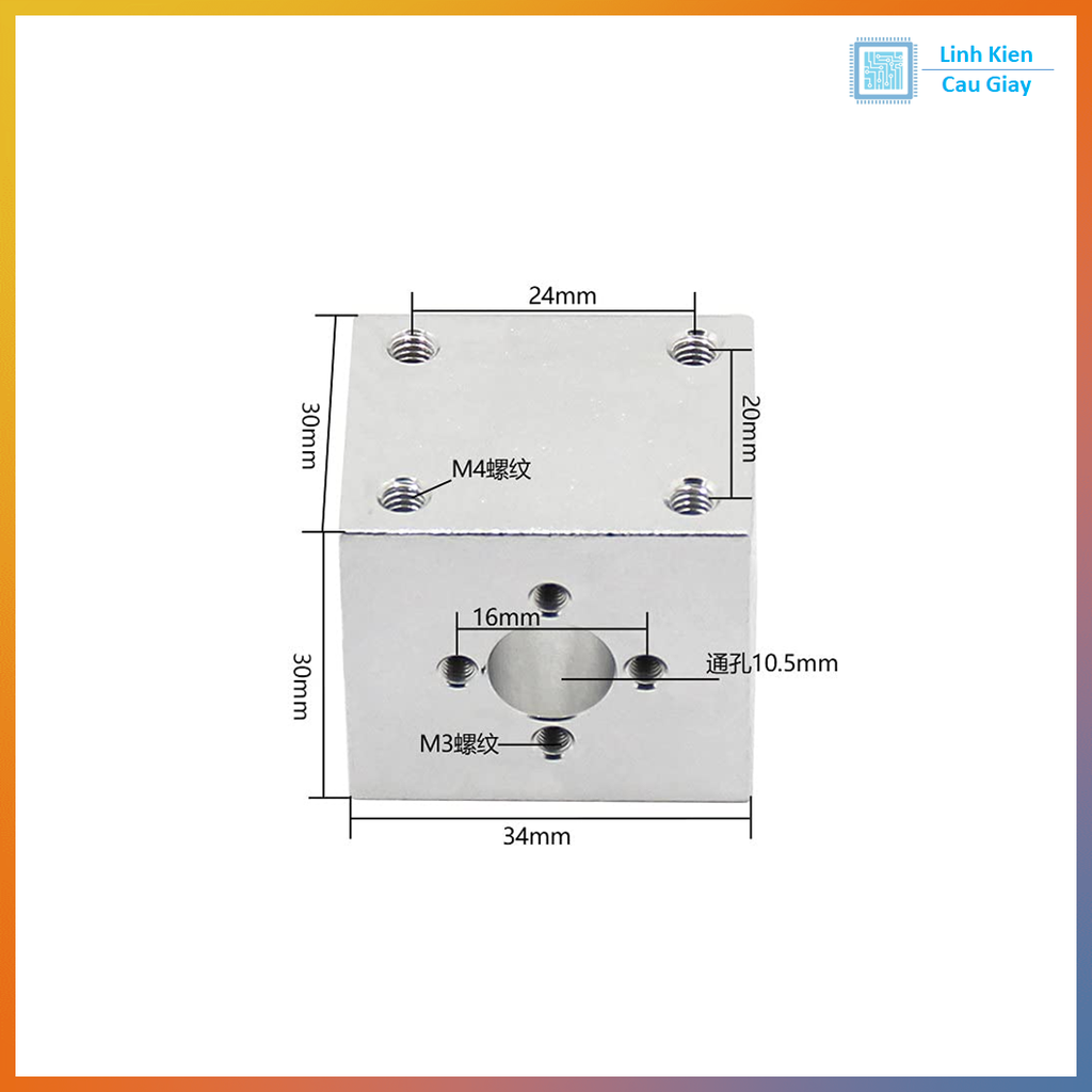 Gá bắt đai ốc trục vít me T8
