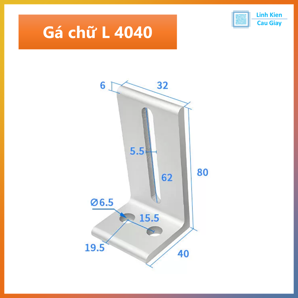 Gá đỡ chữ L nhôm định hình 2020, 3030, 4040