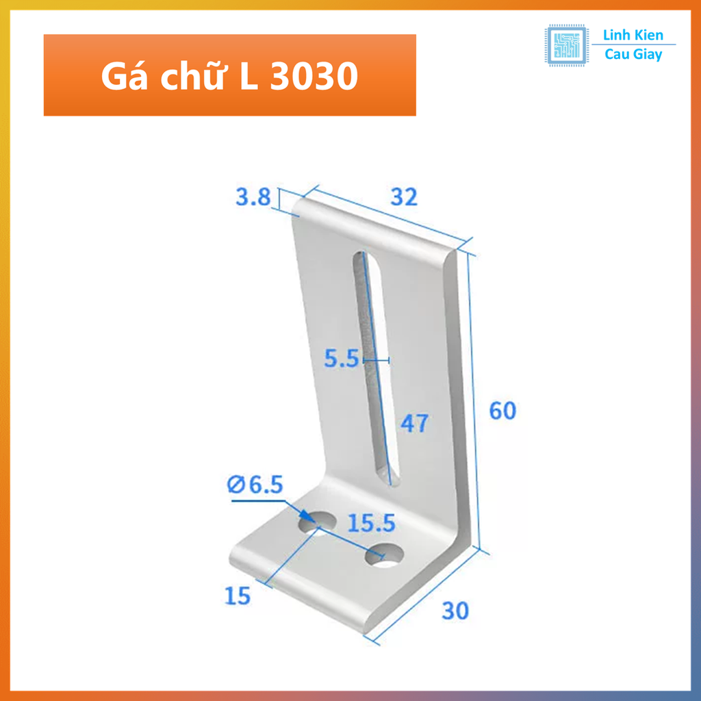 Gá đỡ chữ L nhôm định hình 2020, 3030, 4040