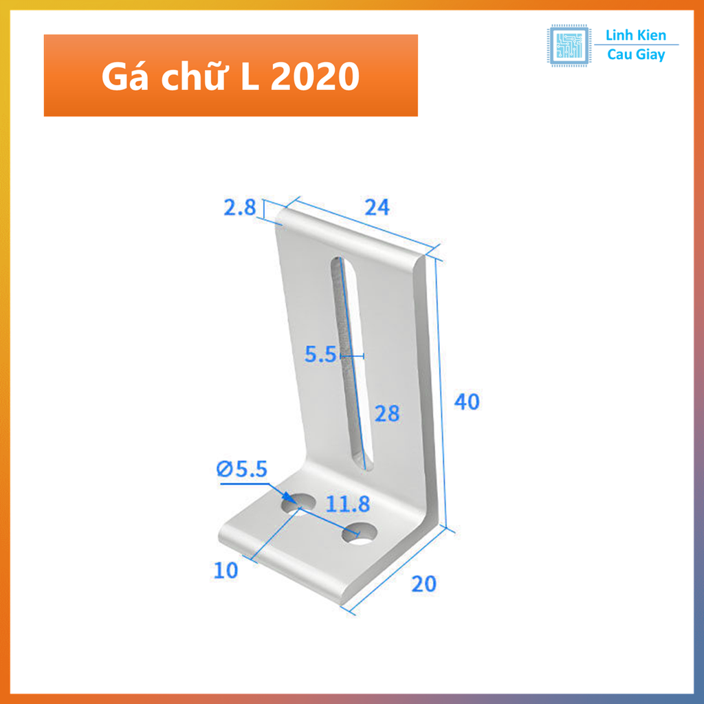 Gá đỡ chữ L nhôm định hình 2020, 3030, 4040