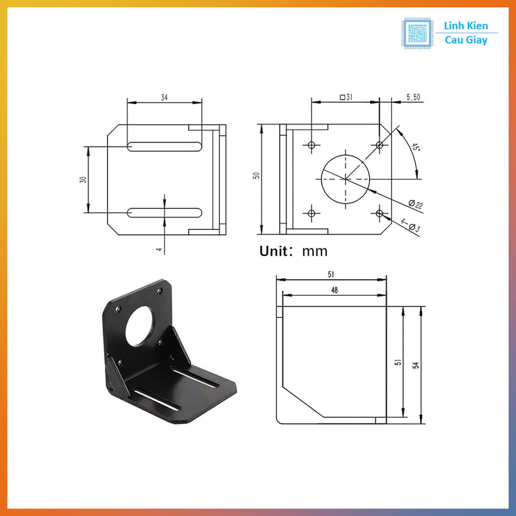 Gá động cơ bước size 42mm, 57mm