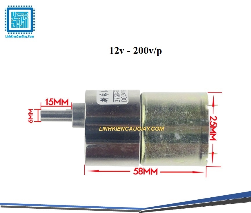 Động Cơ DC Giảm Tốc JGB37-535 (12VDC) 100v/p, 200v/p, 300v/p