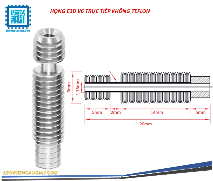 HỌNG DẪN NHỰA E3D V6 1.75MM TRỰC TIẾP CÁC LOẠI