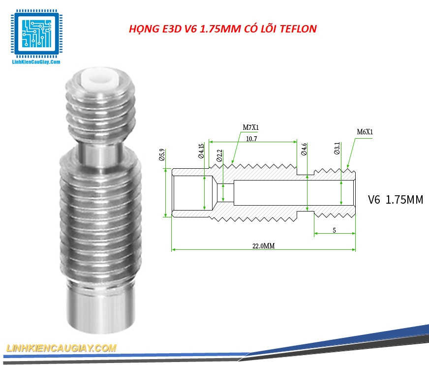 HỌNG DẪN NHỰA E3D V6 1.75MM GIÁN TIẾP CÁC LOẠI