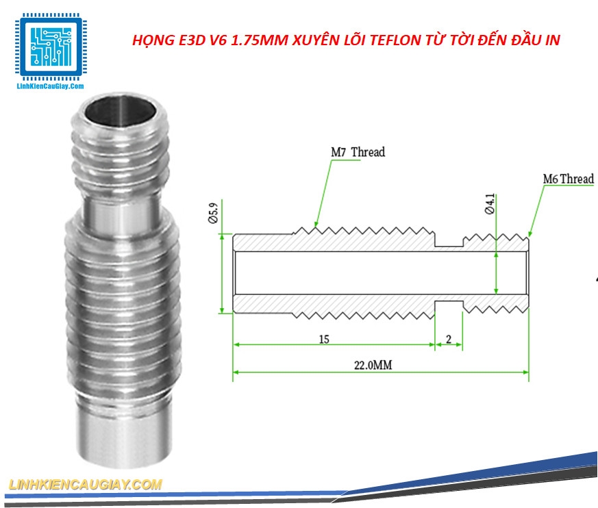 HỌNG DẪN NHỰA E3D V6 1.75MM GIÁN TIẾP CÁC LOẠI