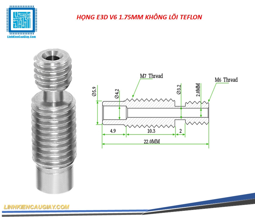 HỌNG DẪN NHỰA E3D V6 1.75MM GIÁN TIẾP CÁC LOẠI