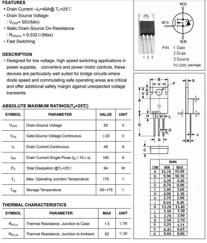 Linh kiện IRFZ44 DIP TO-220