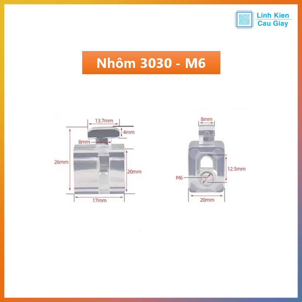 Khối nối nhôm định hình mica trong bao gồm đai ốc(30/40/45 series)