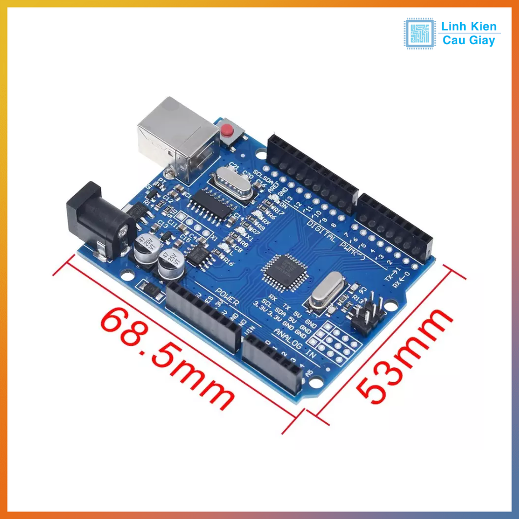 KIT Arduino Uno R3 Atmega 328P Chíp dán không kèm cáp