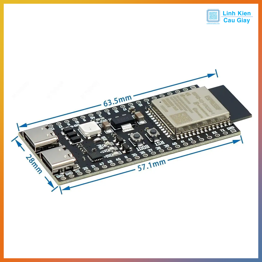 Kit phát triển WiFi Bluetooth ESP32-S3 N8R2 Dual Type-C