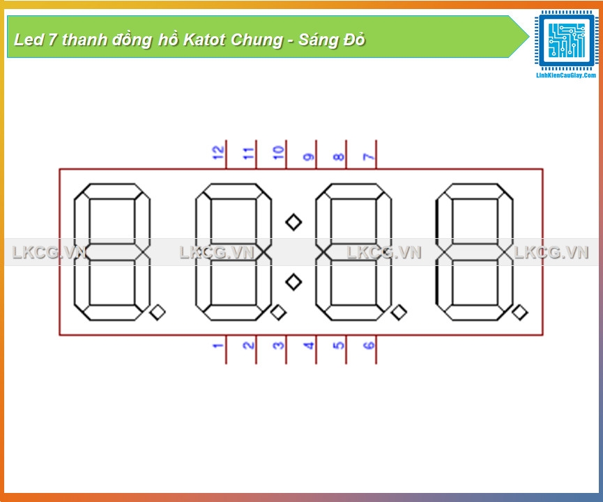 Led 7 thanh đồng hồ Katot Chung - Sáng Đỏ