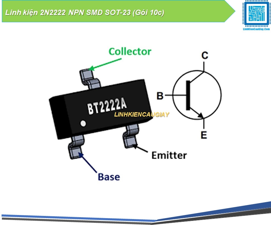 Linh kiện 2N2222 NPN SMD SOT-23 (Gói 10c)