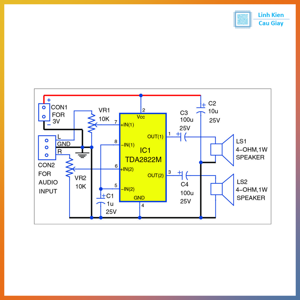 Linh kiện IC TDA2822M Khuếch Đại Âm Thanh 2 Kênh