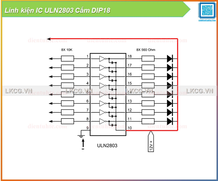 Linh kiện IC ULN2803 Cắm DIP18