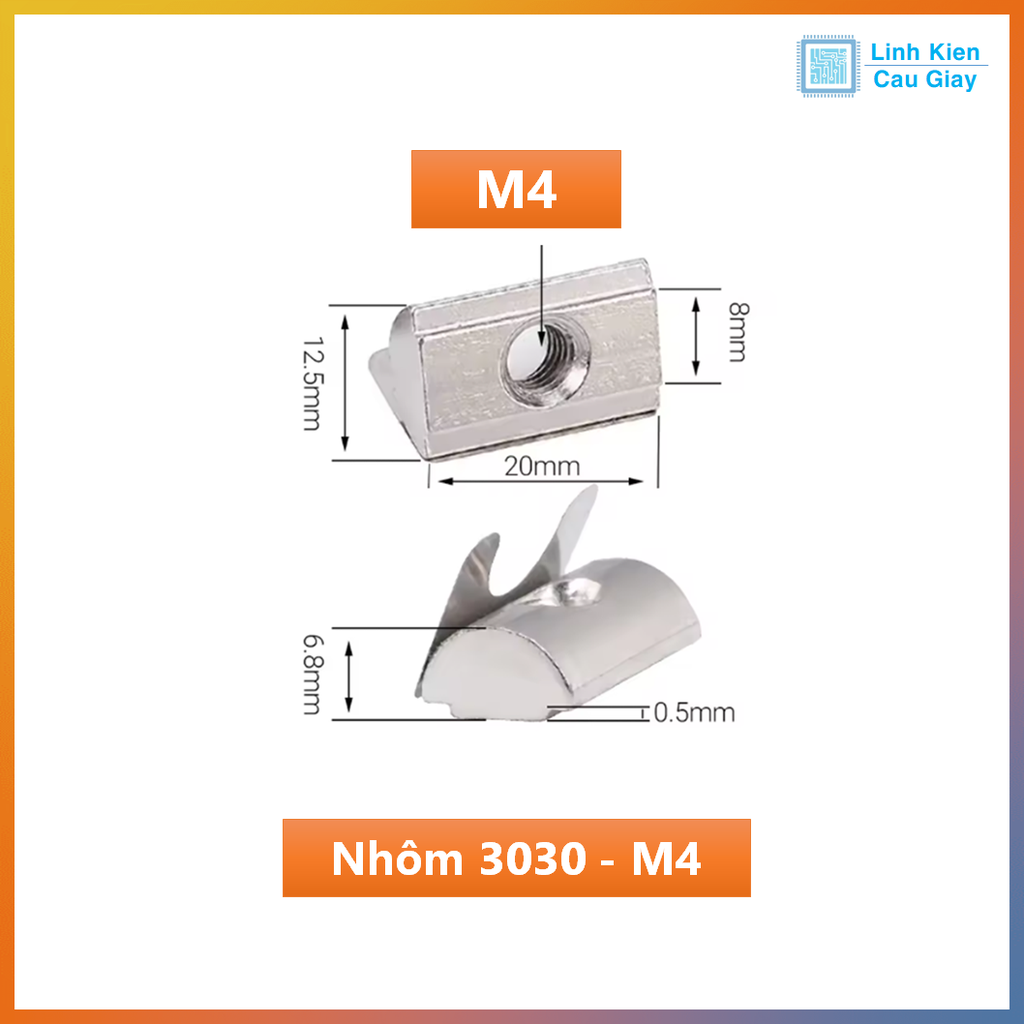 Tán Lá, Tán Lẩy, Tán Lò Xo Đàn Hồi T-Nut Lá, T-Nut Lẩy Cho Nhôm Định Hình 2020, 3030, 4040
