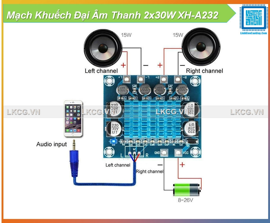 Mạch Khuếch Đại Âm Thanh 2x30W XH-A232