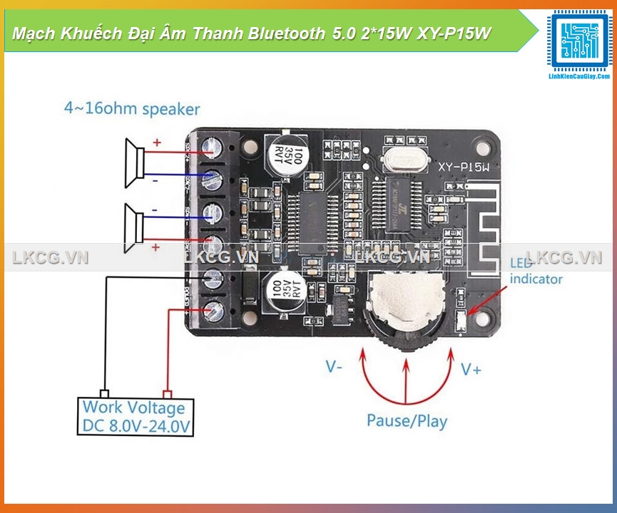 Mạch Khuếch Đại Âm Thanh Bluetooth 5.0 2*15W XY-P15W